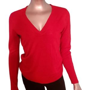 Red V-Neck Sweater Medium EUC